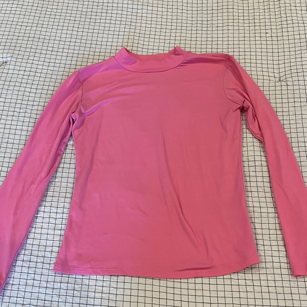 Barbie Pink Mock Neck Long Sleeve Women's Top